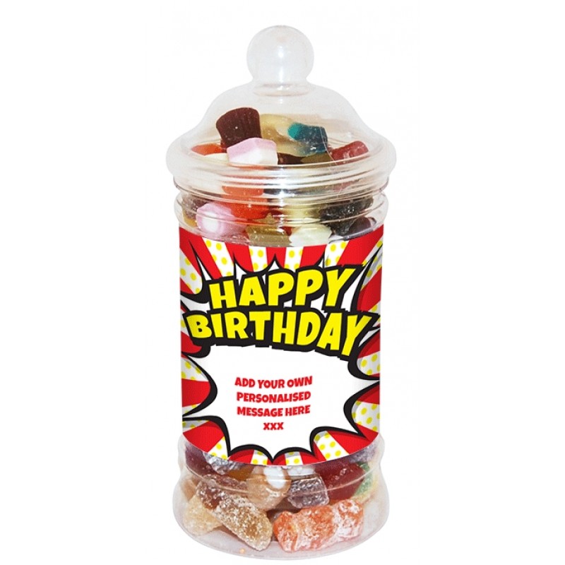 Personalised Birthday Burst Small Sweet Jar