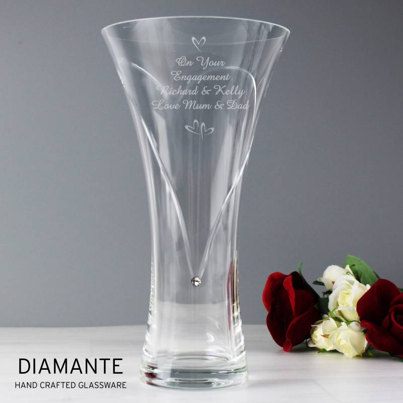 Personalised Swarovski Hearts Diamante Vase