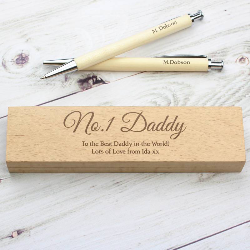 Personalised Wooden Pen & Pencil Box Set