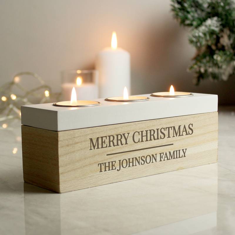 Personalised Classic Triple Tea Light Box