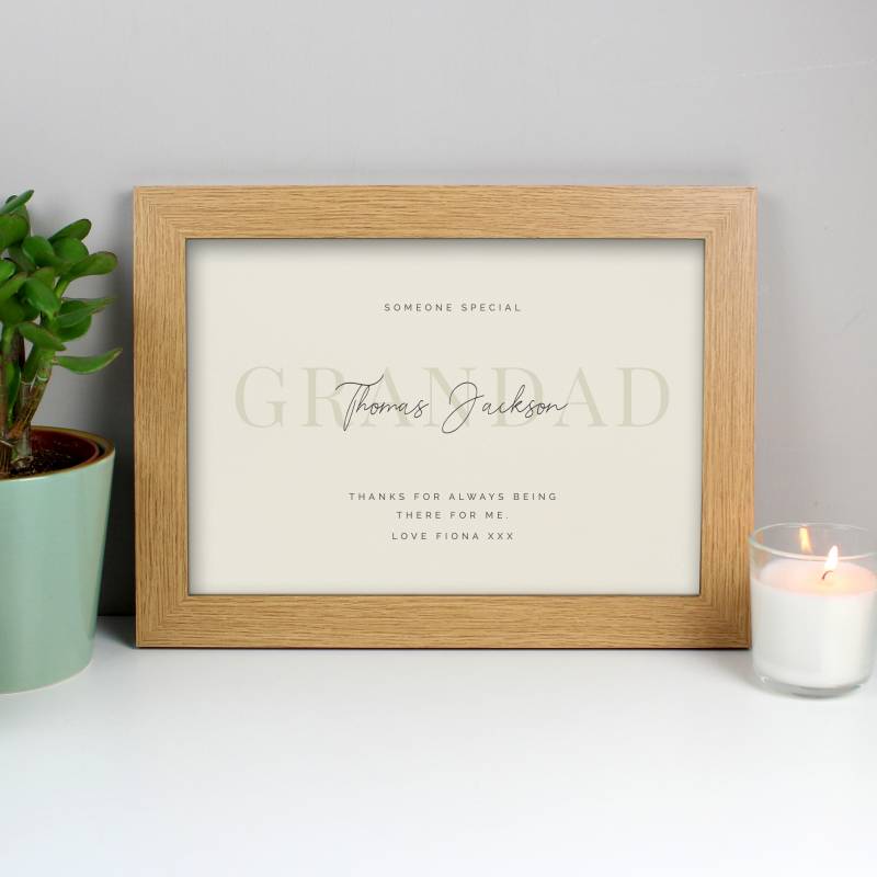 Personalised Free Text A4 Landscape Oak Framed Print