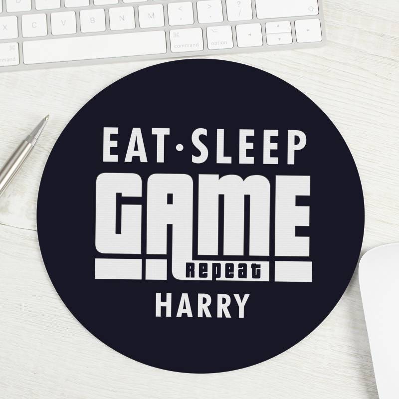 Personalised Eat Sleep Game Repeat Mouse Mat